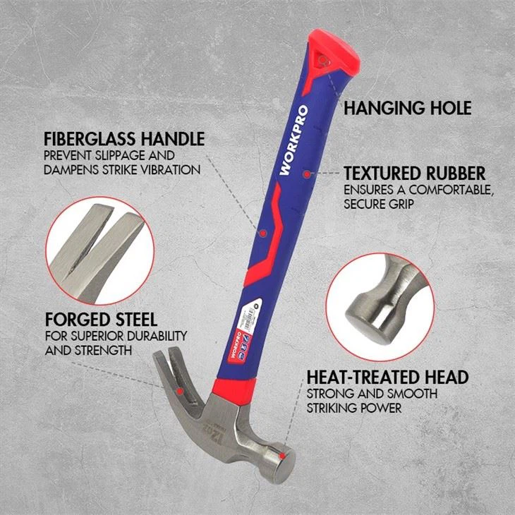 12OZ CURVED FIBERGLASS CLAW HAMMER